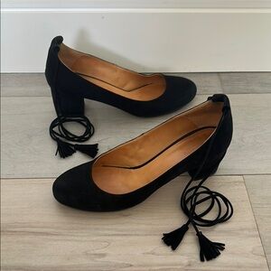 Sezane Black Heeled Shoes with Ankle Wrap